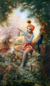 krishna in forest wallpaper