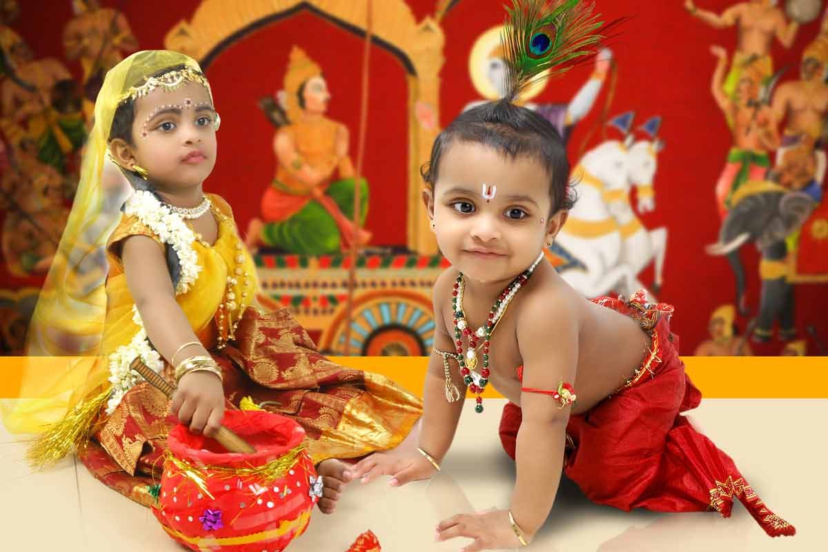 SHRI VALLABH Little Baby Krishna Dress for Kids Boys Girls Janmashtami Set  of 12 items Kids Costume Wear Price in India - Buy SHRI VALLABH Little Baby Krishna  Dress for Kids Boys